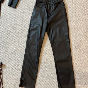 Abercrombie leather coated denim